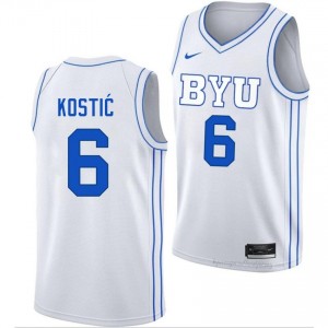 Aleksej Kostic BYU #6 White Exclusive Jersey | Men's High School Basketball Limited Edition Uniform 2003e2K7