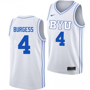 Chamberlain Burgess #4 White BYU Licensed Basketball Jersey | Men's University Premium Uniform 95248H2g
