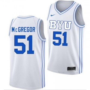 Authentic Jared McGregor BYU Cougars #51 White Jersey | Men's Durable NCAA Basketball Fan Wear 49f281i3
