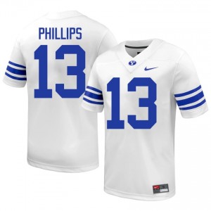 Jojo Phillips #13 White BYU Licensed Football Jersey | Men's High School Premium Uniform 6G7cP762