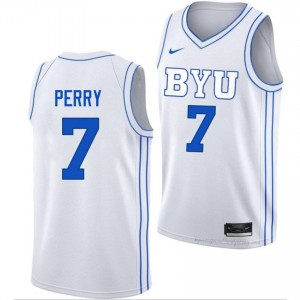 Authentic KJ Perry BYU #7 White Jersey | Men's Durable NCAA Basketball Fan Wear 567bX4ha