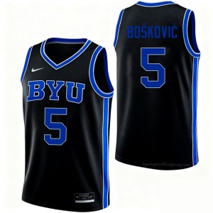 BYU Mihailo Boskovic #5 Black Basketball Jersey | Men's Gameday Authentic College Apparel 4524ra87