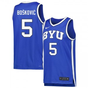 #5 Mihailo Boskovic BYU Cougars Men's Basketball Jersey | Premium Replica NCAA Gear 8273448O