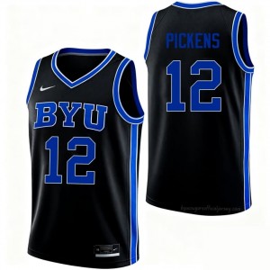 Authentic Nate Pickens BYU Cougars #12 Black Jersey | Men's Durable NCAA Basketball Fan Wear 11oJ2608