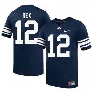 BYU Cougars Preston Rex #12 Navy Football Jersey | Men's Gameday Authentic NCAA Apparel Cp7Kef87