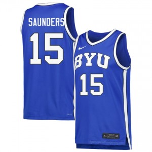 Richie Saunders #15 Royal BYU Licensed Basketball Jersey | Men's University Premium Uniform 82a0B4mr