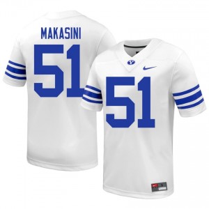 Authentic Sonny Makasini BYU #51 White Jersey | Men's Durable University Football Fan Wear 0h45gQ96
