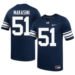BYU Cougars Sonny Makasini #51 Navy Football Jersey | Men's Gameday Authentic NCAA Apparel yc537512