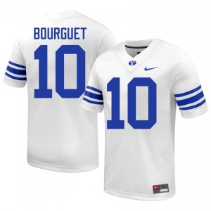 BYU Treyson Bourguet #10 White Football Jersey | Men's Gameday Authentic NCAA Apparel 83CG4P22