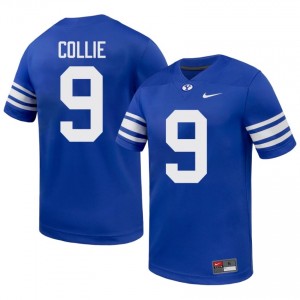 Austin Collie #9 Royal BYU Cougars Licensed Football Jersey | Men's High School Premium Uniform UO70xB80