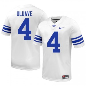 BYU Cade Uluave #4 White Football Jersey | Men's Gameday Authentic NCAA Apparel l8c4qH59