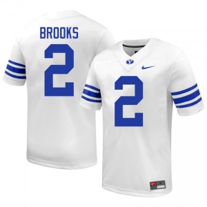 BYU Chris Brooks #2 White Football Jersey | Men's Gameday Authentic NCAA Apparel 8kqf4w63
