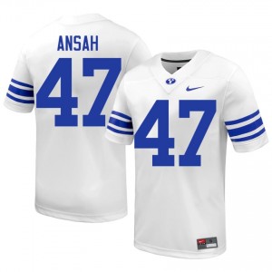 BYU Ezekiel Ansah #47 White Football Jersey | Men's Gameday Authentic NCAA Apparel 4i6V5S30