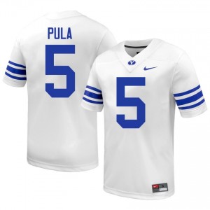 Jaron Pula #5 White BYU Licensed Football Jersey | Men's High School Premium Uniform b08t5637