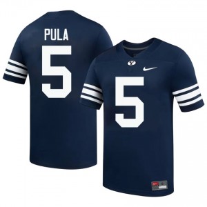 Authentic Jaron Pula BYU Cougars #5 Navy Jersey | Men's Durable University Football Fan Wear E5c80E23