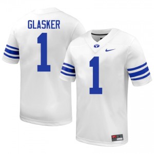 Authentic Legend Glasker BYU #1 White Jersey | Men's Durable University Football Fan Wear q7cg0T60