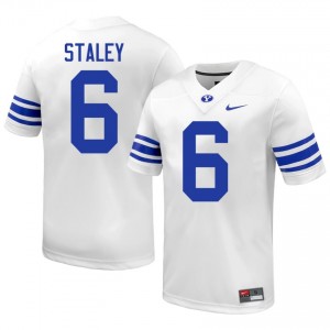 Luke Staley BYU #6 White Exclusive Jersey | Men's Player Football Limited Edition Uniform 4x8h2O98
