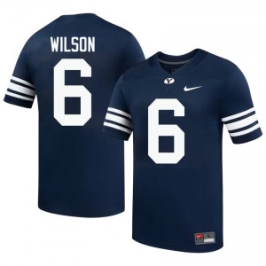 BYU Cougars Marc Wilson #6 Navy Football Jersey | Men's Gameday Authentic NCAA Apparel y08QR726