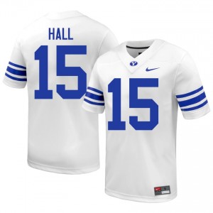 BYU Max Hall #15 White Football Jersey | Men's Gameday Authentic NCAA Apparel 58PYpj97