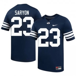 Authentic Terrance Saryon BYU Cougars #23 Navy Jersey | Men's Durable University Football Fan Wear FSE5Ii26