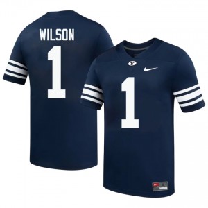Authentic Zach Wilson BYU Cougars #1 Navy Jersey | Men's Durable University Football Fan Wear 55act432