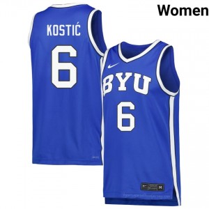 Aleksej Kostic BYU Cougars #6 Royal Exclusive Jersey | Women's High School Basketball Limited Edition Uniform 358585l3