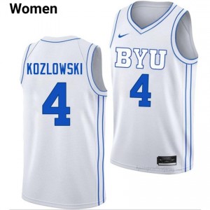Brody Kozlowski #4 White BYU Cougars Licensed Basketball Jersey | Women's University Premium Uniform 552sr305