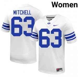 BYU Bruce Mitchell #63 White Football Jersey | Women's Gameday Authentic NCAA Apparel 25k44i74