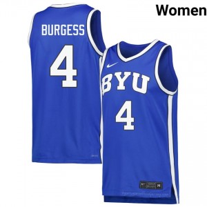 Chamberlain Burgess #4 Royal BYU Cougars Licensed Basketball Jersey | Women's University Premium Uniform 27vOSP87
