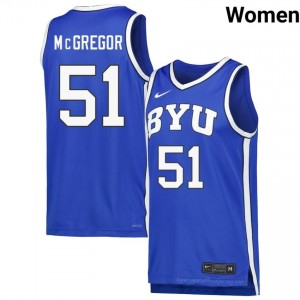 Authentic Jared McGregor BYU #51 Royal Jersey | Women's Durable NCAA Basketball Fan Wear 698160EI