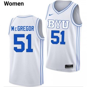 Jared McGregor BYU #51 White Exclusive Jersey | Women's High School Basketball Limited Edition Uniform 48057QcX