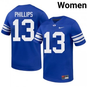 BYU Cougars Jojo Phillips #13 Royal Football Jersey | Women's Gameday Authentic NCAA Apparel YU13vq87