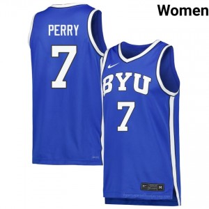 Authentic KJ Perry BYU Cougars #7 Royal Jersey | Women's Durable NCAA Basketball Fan Wear 86UH1FIU