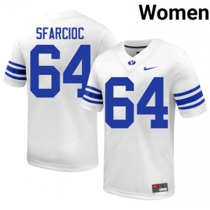 Authentic Kyle Sfarcioc BYU #64 White Jersey | Women's Durable University Football Fan Wear HH1rS578