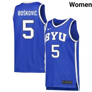 Authentic Mihailo Boskovic BYU #5 Royal Jersey | Women's Durable NCAA Basketball Fan Wear 85A0C0g3