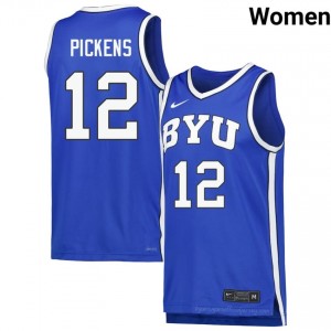 Nate Pickens #12 Royal BYU Cougars Licensed Basketball Jersey | Women's University Premium Uniform 328X10O0