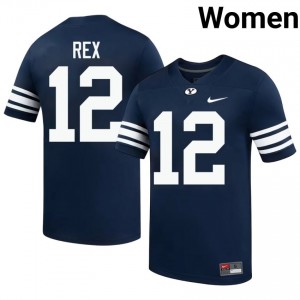 Preston Rex #12 Navy BYU Cougars Licensed Football Jersey | Women's High School Premium Uniform 65nO4857