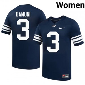 BYU Cougars Raider Damuni #3 Navy Football Jersey | Women's Gameday Authentic NCAA Apparel 22q7US63