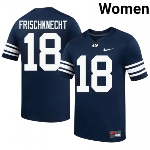 BYU Cougars Reggie Frischknecht #18 Navy Football Jersey | Women's Gameday Authentic NCAA Apparel lDF15D42