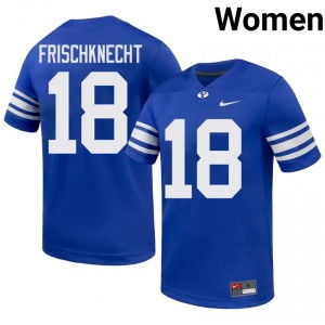 Reggie Frischknecht #18 Royal BYU Cougars Licensed Football Jersey | Women's High School Premium Uniform 6574kr28