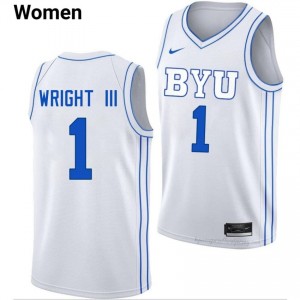 Robert Wright III #1 White BYU Licensed Basketball Jersey | Women's University Premium Uniform 605K8I63