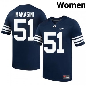 Sonny Makasini #51 Navy BYU Cougars Licensed Football Jersey | Women's High School Premium Uniform MS4k7848