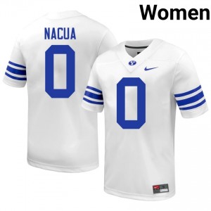 BYU Tei Nacua #0 White Football Jersey | Women's Gameday Authentic NCAA Apparel 8PA55d88