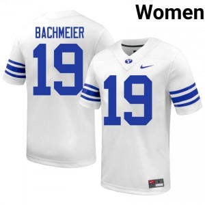 Tiger Bachmeier #19 White BYU Licensed Football Jersey | Women's High School Premium Uniform 168PH324