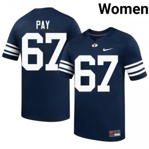 Authentic Trevor Pay BYU Cougars #67 Navy Jersey | Women's Durable University Football Fan Wear 4EK4al23