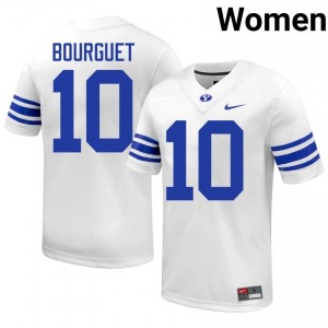 Treyson Bourguet #10 White BYU Licensed Football Jersey | Women's High School Premium Uniform S3762v28