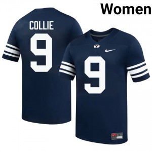 Austin Collie #9 Navy BYU Cougars Licensed Football Jersey | Women's High School Premium Uniform c6O67f39