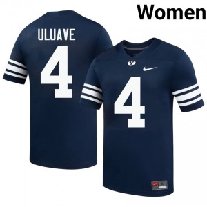 Authentic Cade Uluave BYU Cougars #4 Navy Jersey | Women's Durable University Football Fan Wear 6pI5yh38