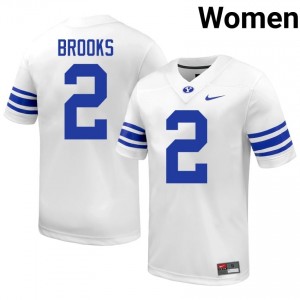 Chris Brooks #2 White BYU Licensed Football Jersey | Women's High School Premium Uniform n57g2820