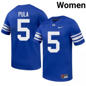 BYU Cougars Jaron Pula #5 Royal Football Jersey | Women's Gameday Authentic NCAA Apparel 2F3fAm97